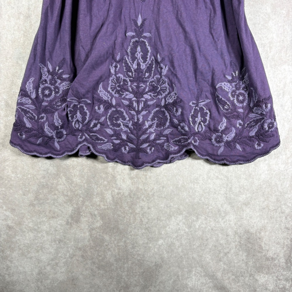 Sundance Top Women S Purple Embroidered Flutter Sleeve Cotton Linen Boho Peasant - Picture 3 of 8